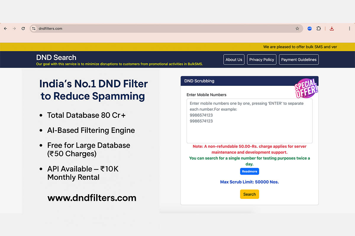 India's No.1 AI-powered DND filter for bulk SMS