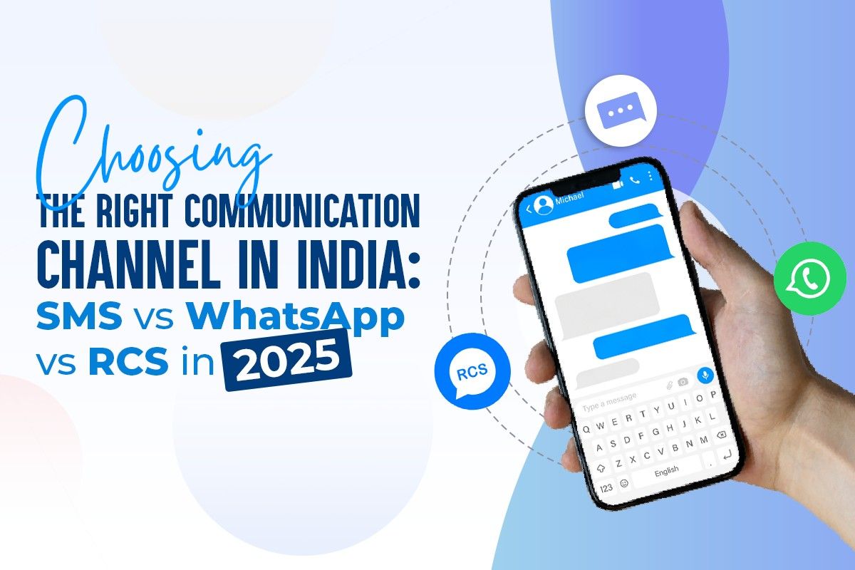 Smartphone screen comparison of SMS, WhatsApp, and RCS message formats