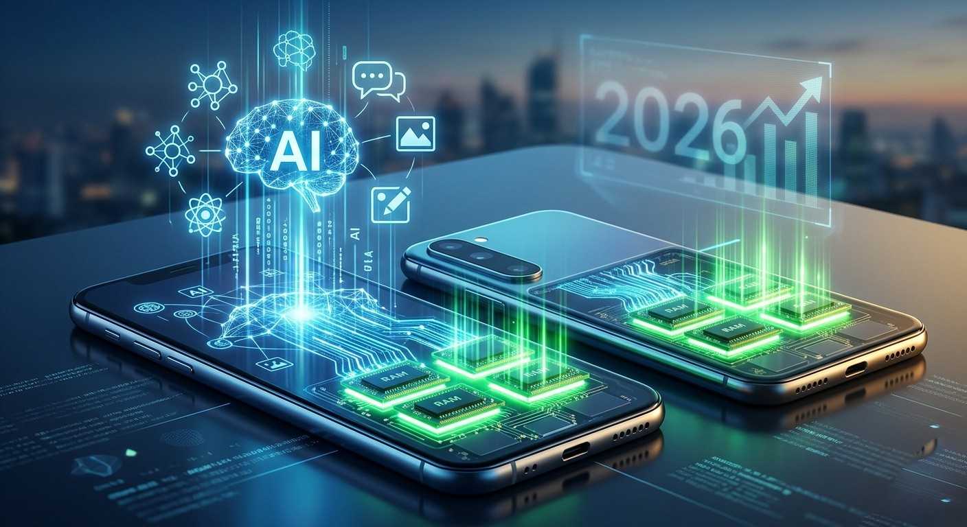 Galaxy AI S26 and Oppo Omni on a smartphone, highlighting on-device AI requirements and the 2026 RAM shortage impact on performance and pricing