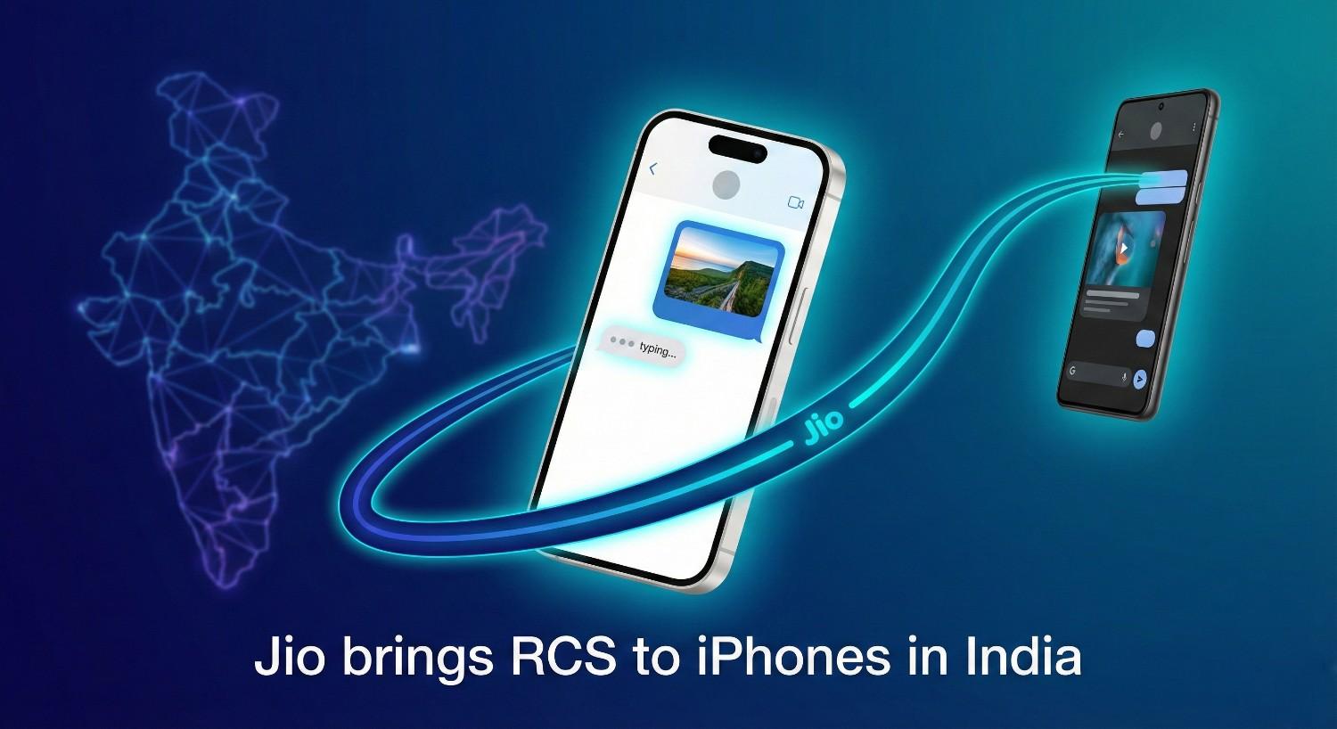iPhone showing RCS messaging features on Jio network