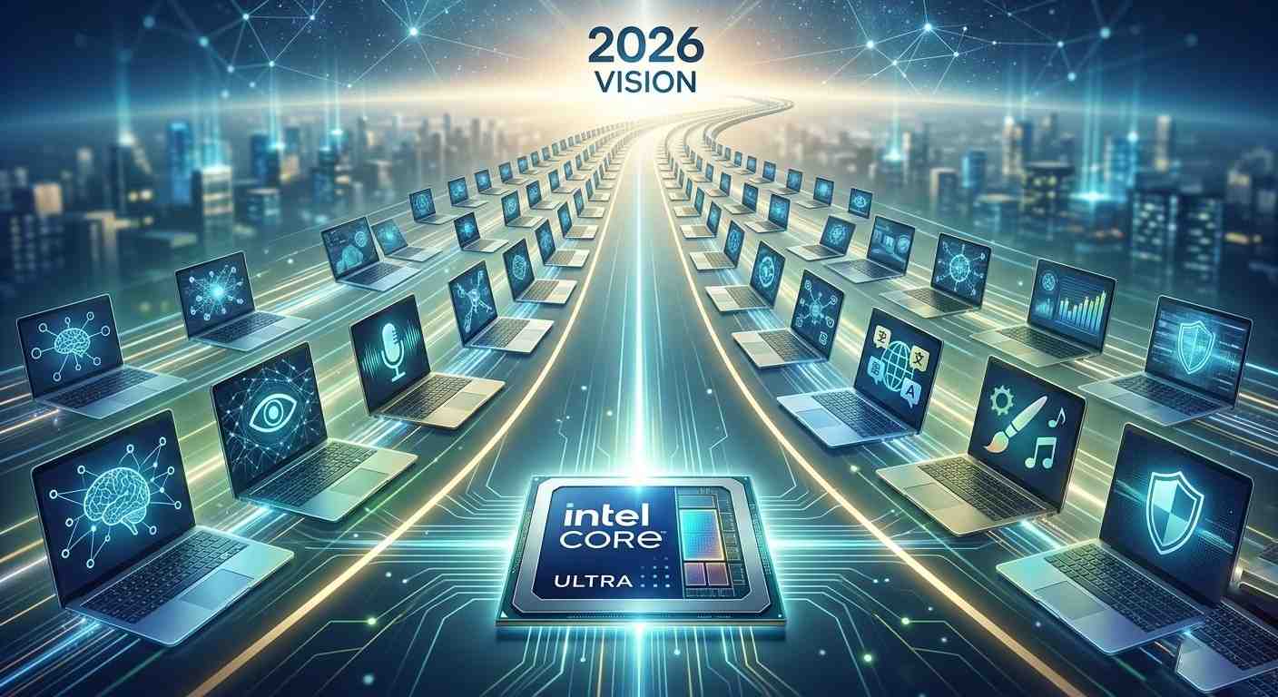 Intel AI PC architecture showing CPU, GPU, and NPU working together for on-device AI in 2026 laptops